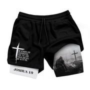 Joshua 1:9 Christian Men Gym Shorts Be Strong and Courageous Bible Verse Training Activewear