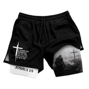 Joshua 1:9 Christian Men Gym Shorts Be Strong and Courageous Bible Verse Training Activewear - Rust Field Wear