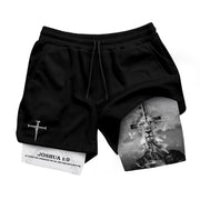 Joshua 1:9 Bible Verse Christian Men Gym Shorts Cross Lion of Judah Training Performance Gear