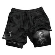 Joshua 1:9 Bible Verse Christian Men Gym Shorts Jesus Knight Kneeling Cross Training Activewear - Rust Field Wear