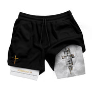 Joshua 1:9 Bible Verse Christian Men Workout Shorts Gold Lion of Judah Training Apparel