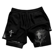Joshua 1:9 Bible Verse Christian Men Gym Shorts Jesus Cross Nails Lion of Judah Training Activewear - Rust Field Wear