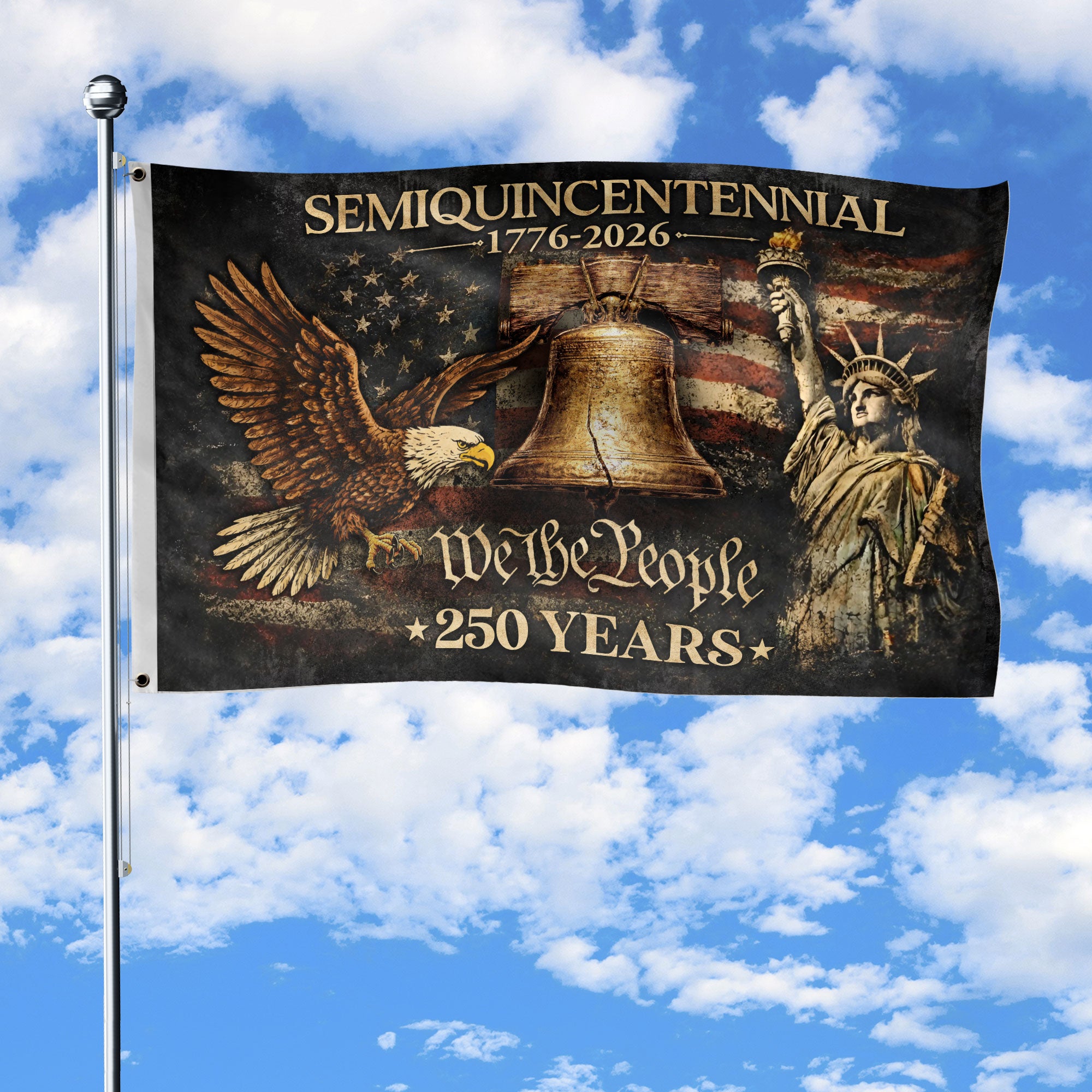 USA 250th Anniversary Garden Flag 250 Years Semiquincentennial 1776-2026 We The People Liberty Freedom Patriotic
