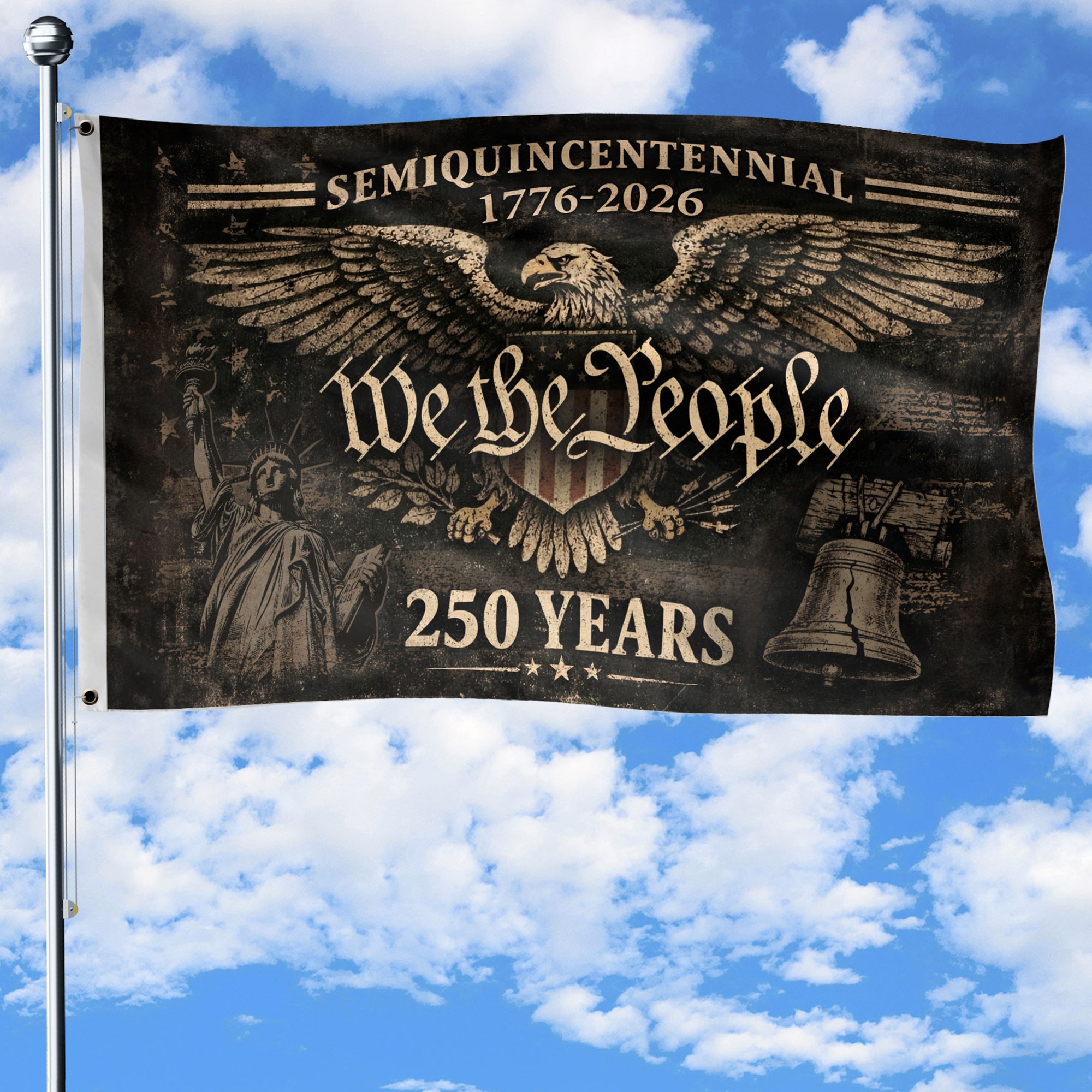 USA 250 Years Flag 1776-2026 We The People American Heritage Eagle Strength Patriotic