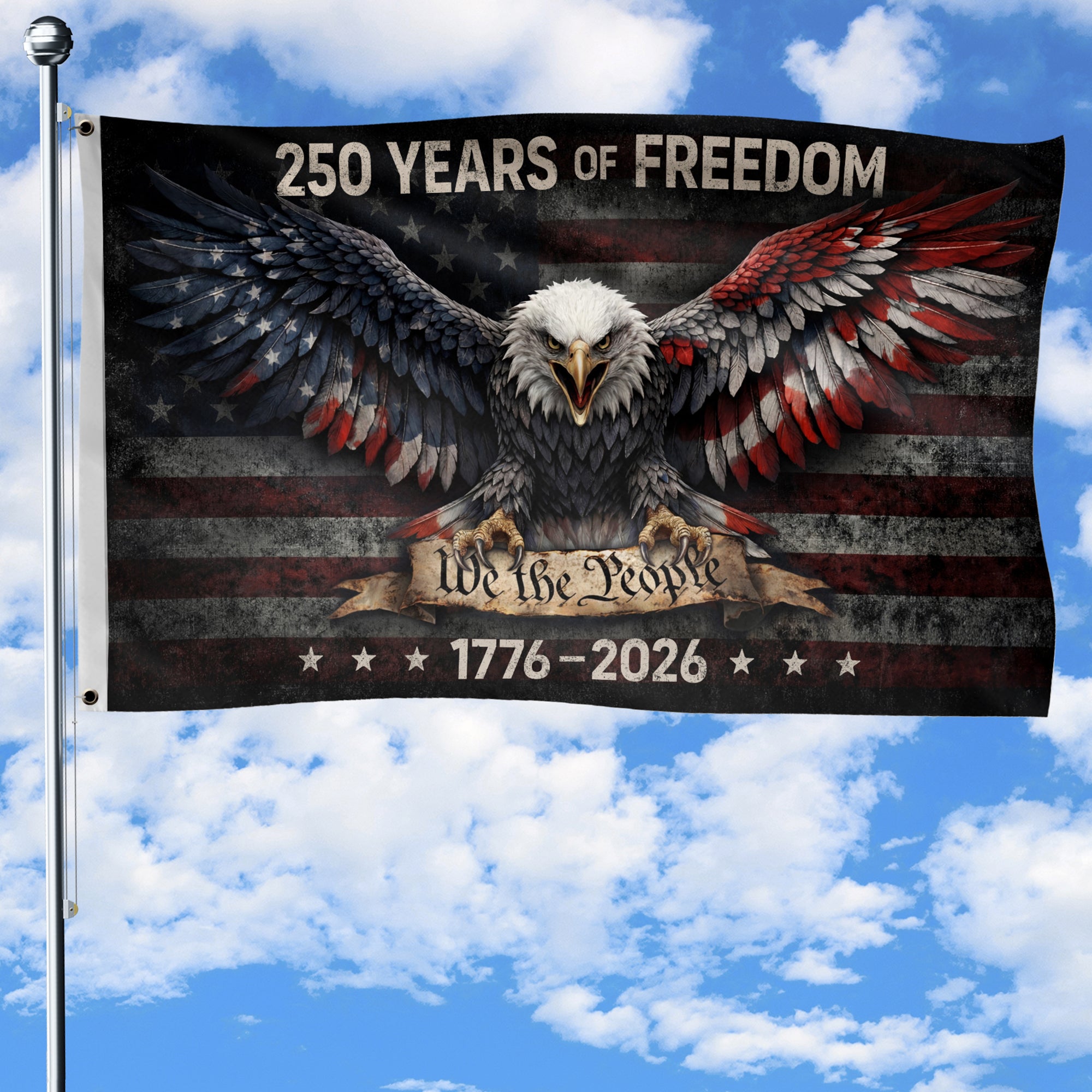USA 250th Anniversary Flag 1776-2026 Double-Sided Patriotic 250 Years of Freedom We The People Semiquincentennial