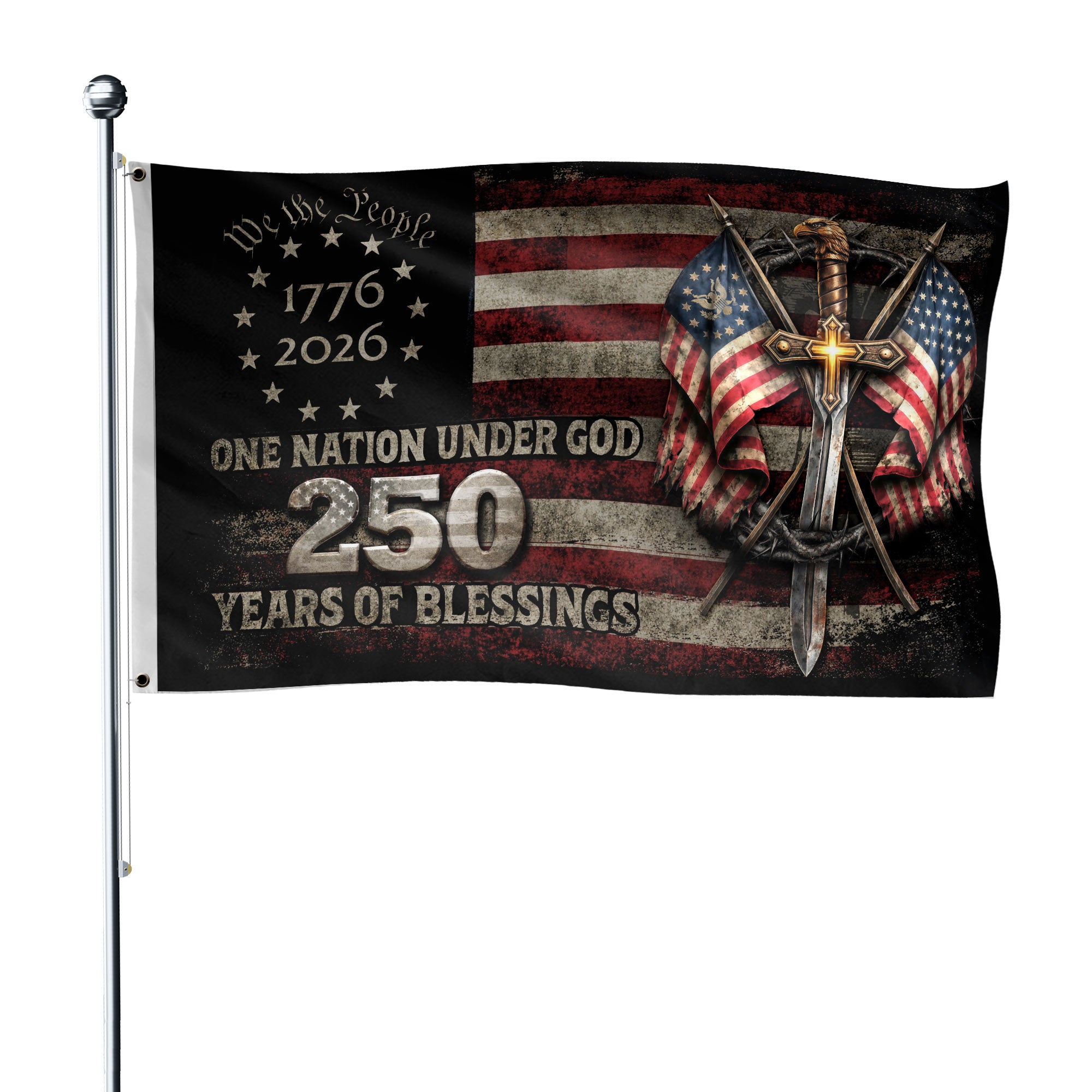 America 250th Anniversary Garden Flag 1776–2026 Christian Patriotic Decor