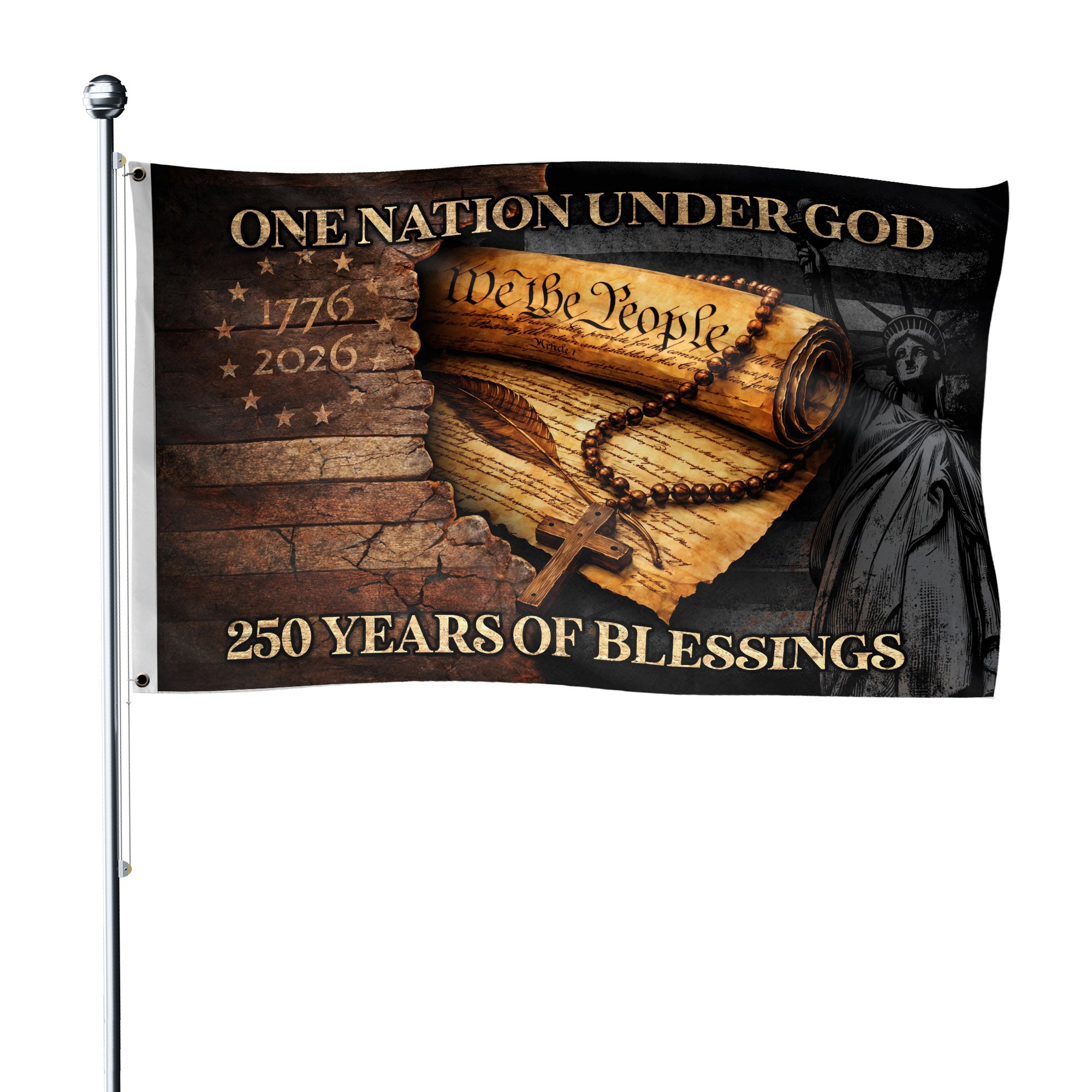 USA Semiquincentennial Christian Garden Flag 1776–2026 Faith Freedom Outdoor Decor
