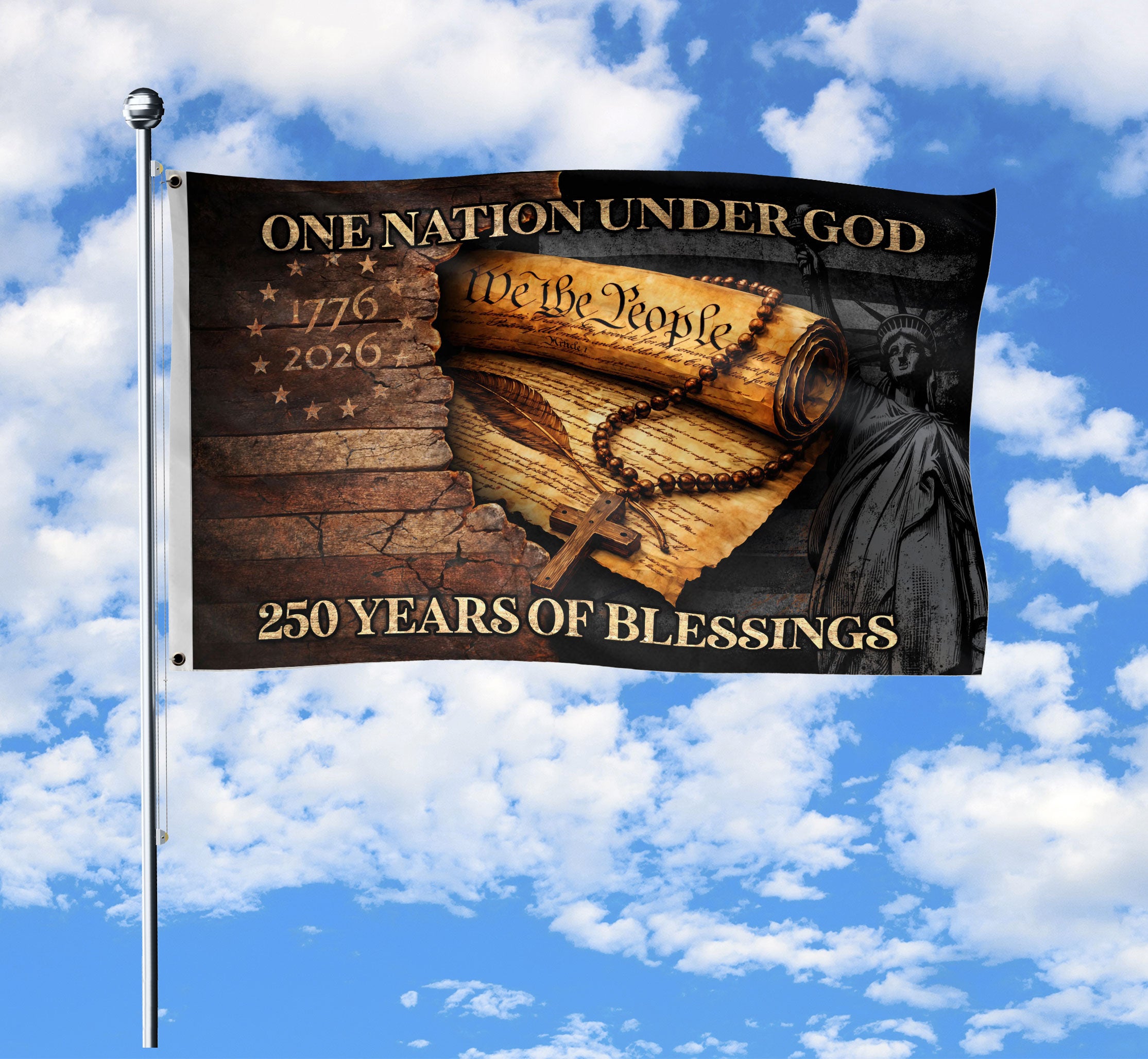 USA Christian Flag 1776–2026 Faith Freedom Outdoor Decor