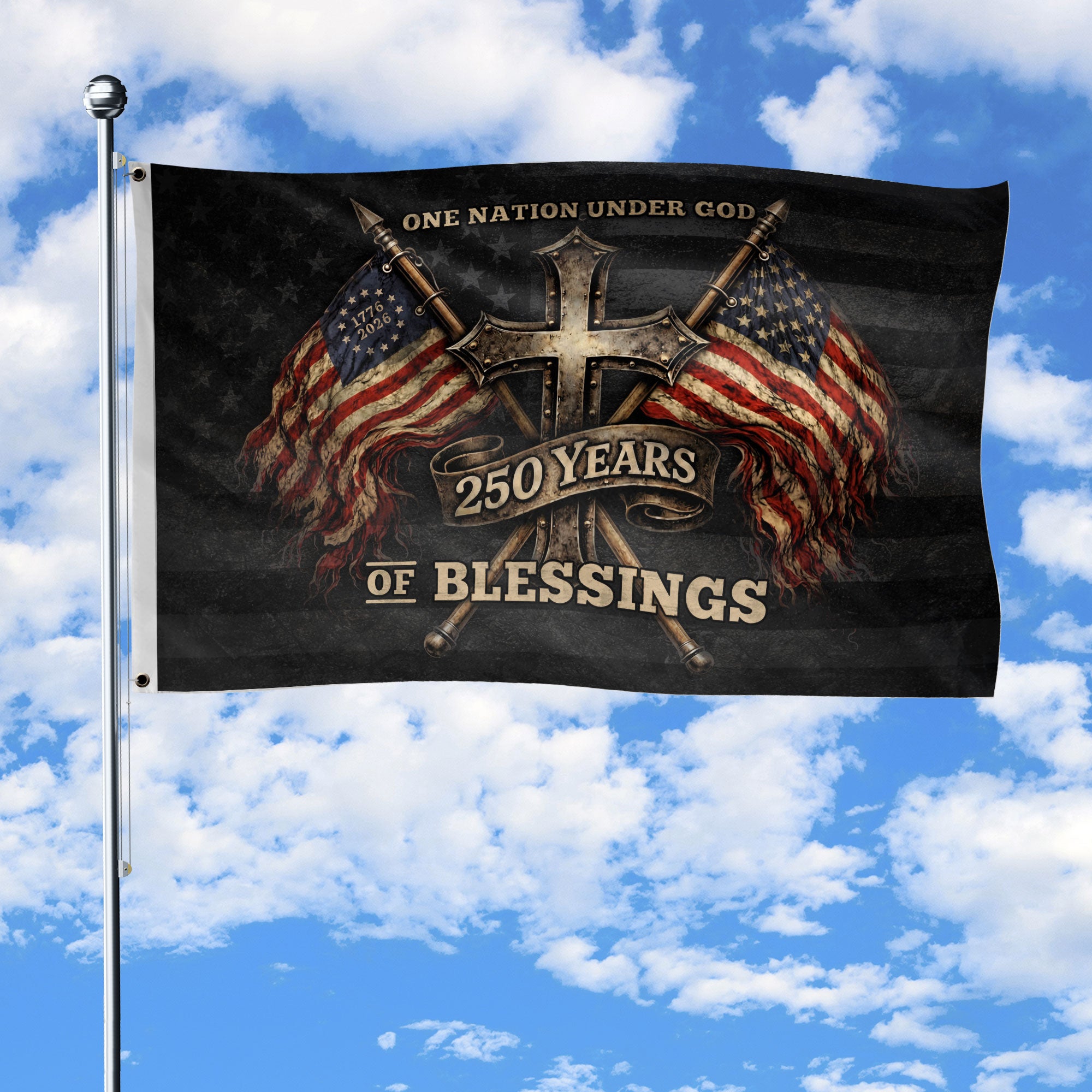 1776–2026 American Christian Patriotic Garden Flag Faith and Freedom Decor