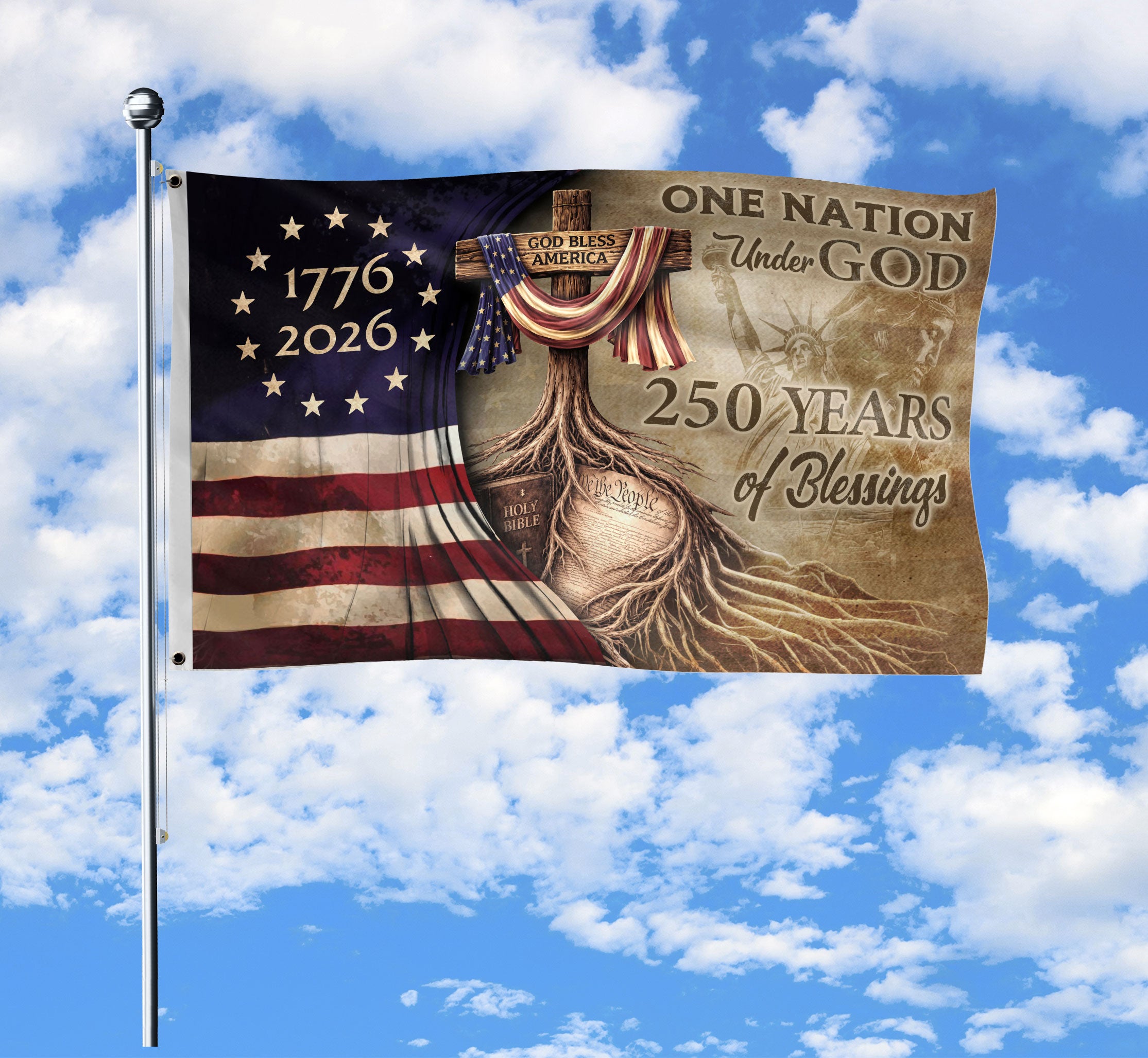 USA Faith and Freedom Christian Garden Flag Patriotic Yard Decoration