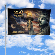 USA 250 Years Flag 1776–2026 – Statue of Liberty Torch & Eagle Patriotic Anniversary Flag