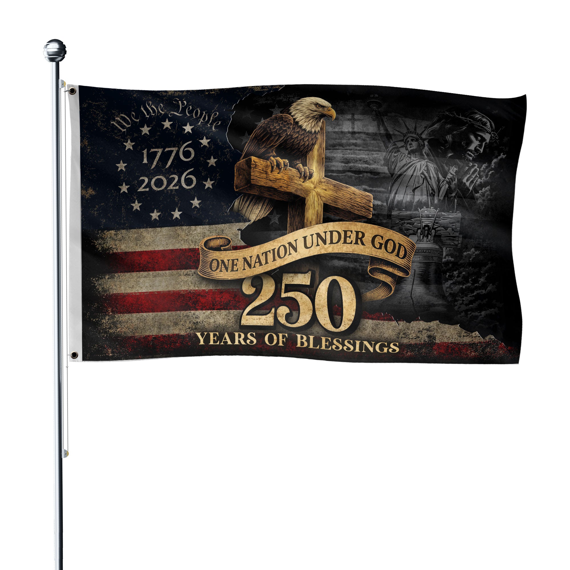 250 Years of Blessings American Flag – Christian Patriotic Semiquincentennial Garden Flag