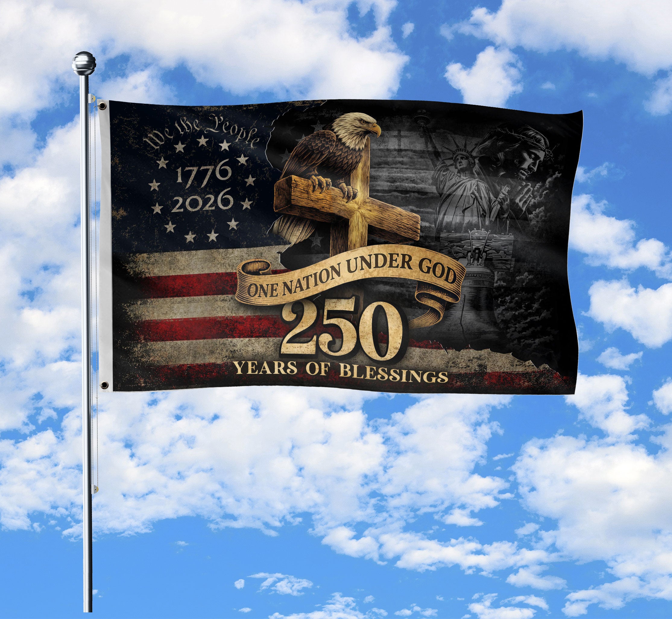 250 Years of Blessings American Flag – Christian Patriotic Flag
