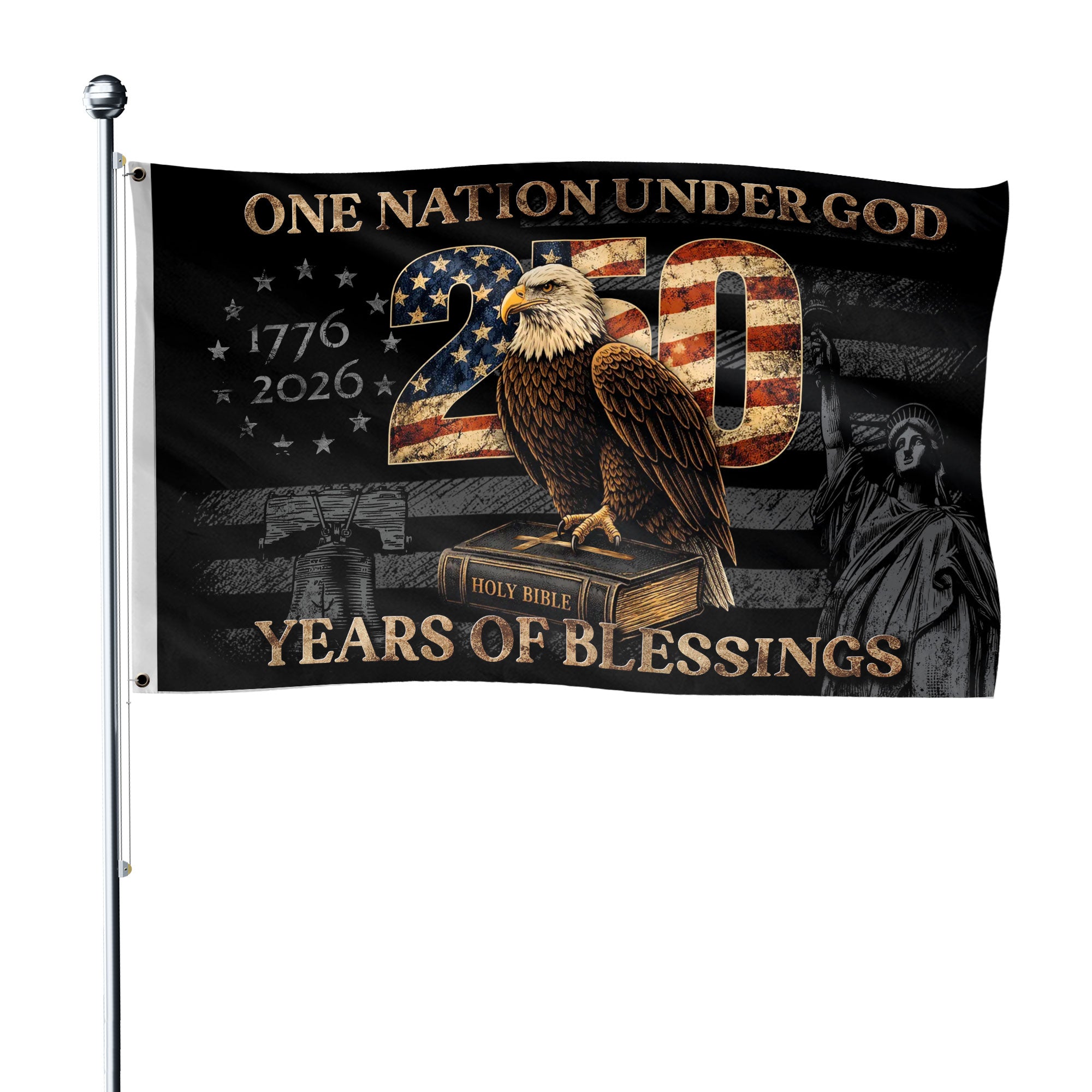 One Nation Under God America 250th Anniversary Flag – 1776–2026 Double Sided Patriotic Banner