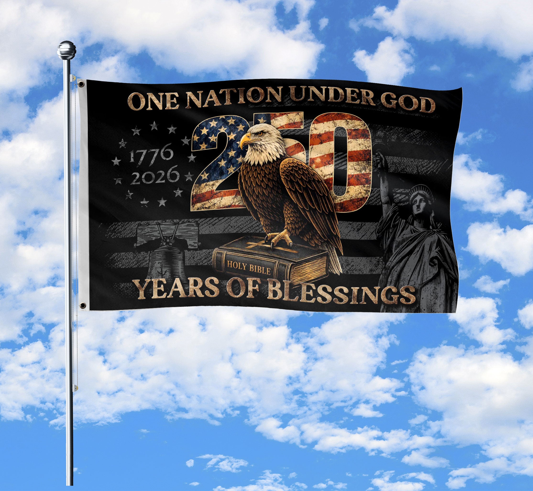 One Nation Under God 250 Years America Anniversary Flag – 1776–2026 Double Sided Patriotic Banner