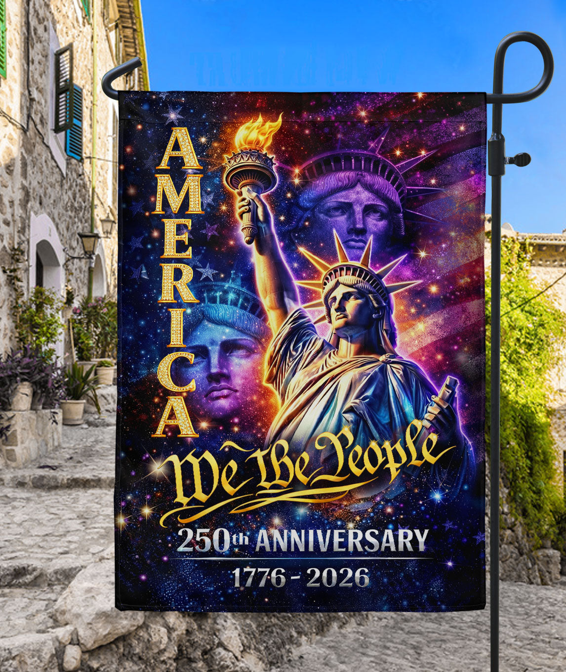 America 250th Anniversary Garden Flag - Statue of Liberty "We The People" 1776-2026, Double Sided 250 Years Outdoor Decor