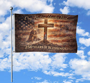 250 Years America Anniversary Flag, One Nation Under God 250 Years of Blessings Decor - Double Sided Faith & Patriotic House Banner
