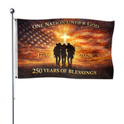USA 250th Anniversary 1776-2026 Semiquincentennial Flag – One Nation Under God Patriotic Double Sided House Banner