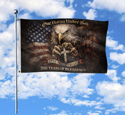 250 Years America Anniversary 1776-2026 Semiquincentennial Christian Flag – One Nation Under God 250 Years of Blessings Double Sided House Flag