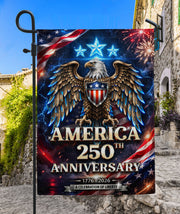 1776-2026 USA 250 Years 250th Anniversary Garden Flag – Bald Eagle & Fireworks Double Sided Patriotic Outdoor Banner
