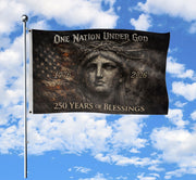 USA 250th Anniversary 1776-2026 Double Sided Flag – Lady Liberty Crown of Thorns One Nation Under God Patriotic Banner