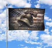 USA 250th Anniversary 1776-2026 Double Sided Flag – Liberty Bell Crown of Thorns One Nation Under God Patriotic Banner