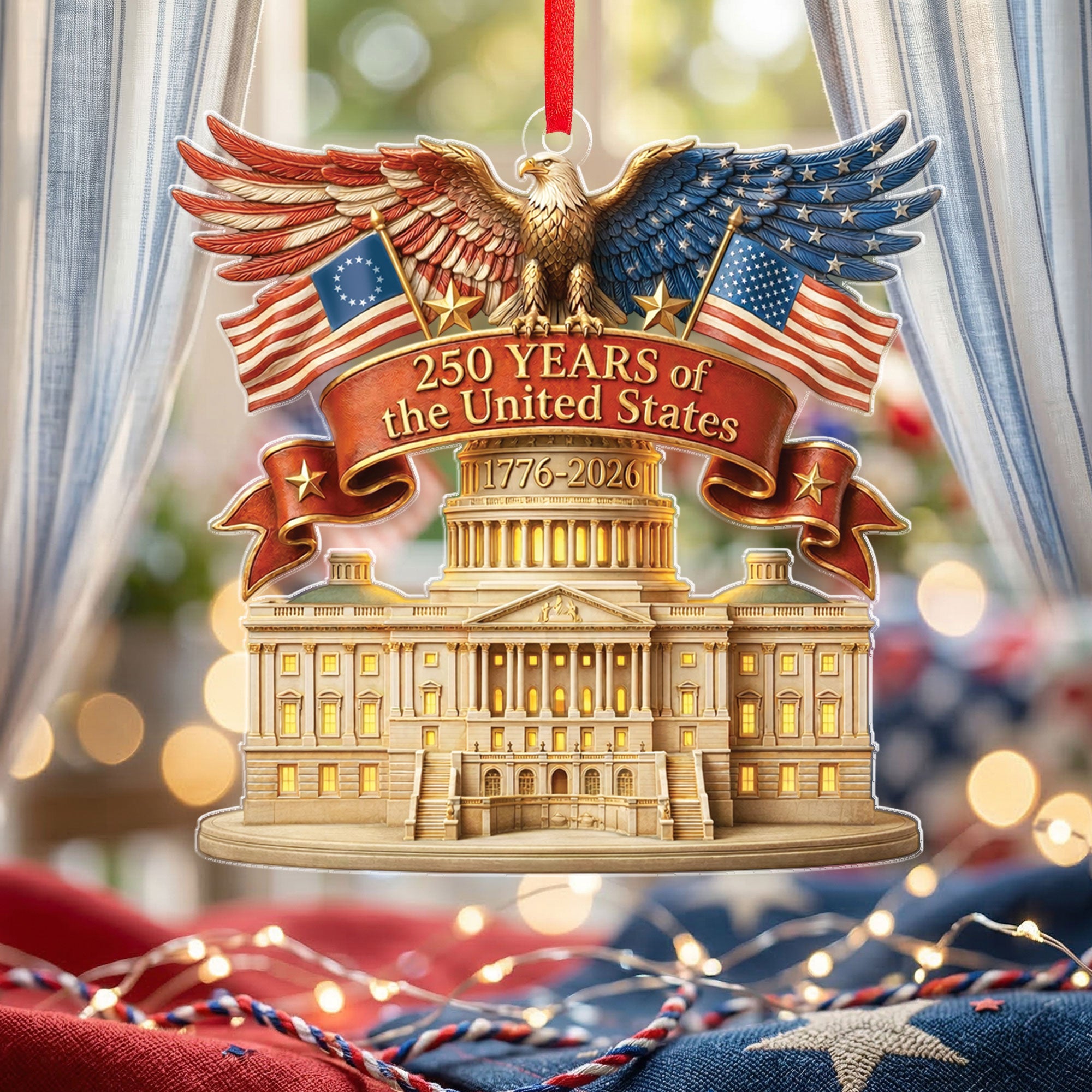 United States 250 Years 1776-2026 Patriotic Eagle Keepsake Acrylic Ornament Gift