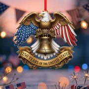 250 Years United States 1776-2026 Golden Ribbon Liberty Bell Eagle Acrylic Ornament