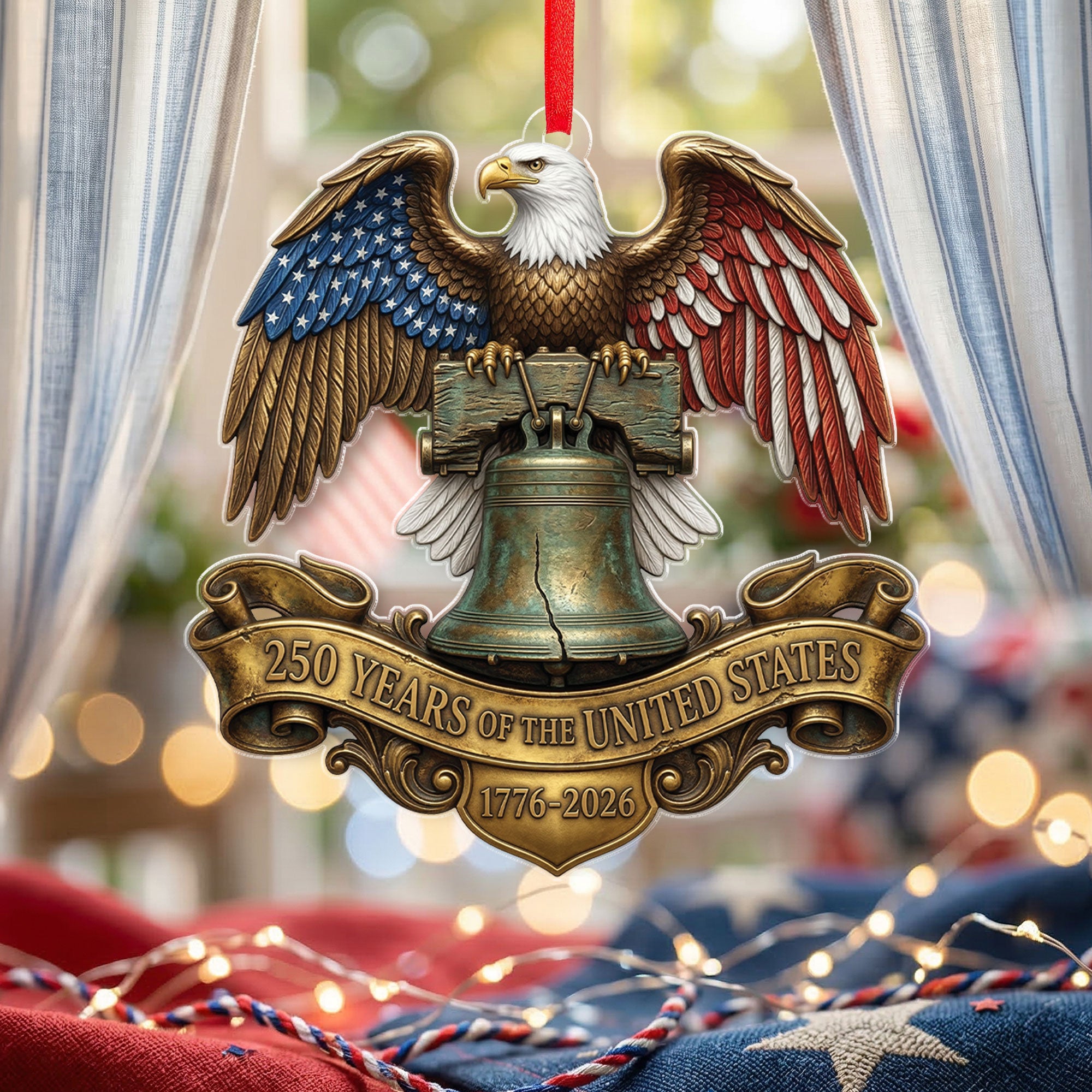 United States 250 Years 1776-2026 Freedom Eagle Liberty Bell Acrylic Ornament Decor