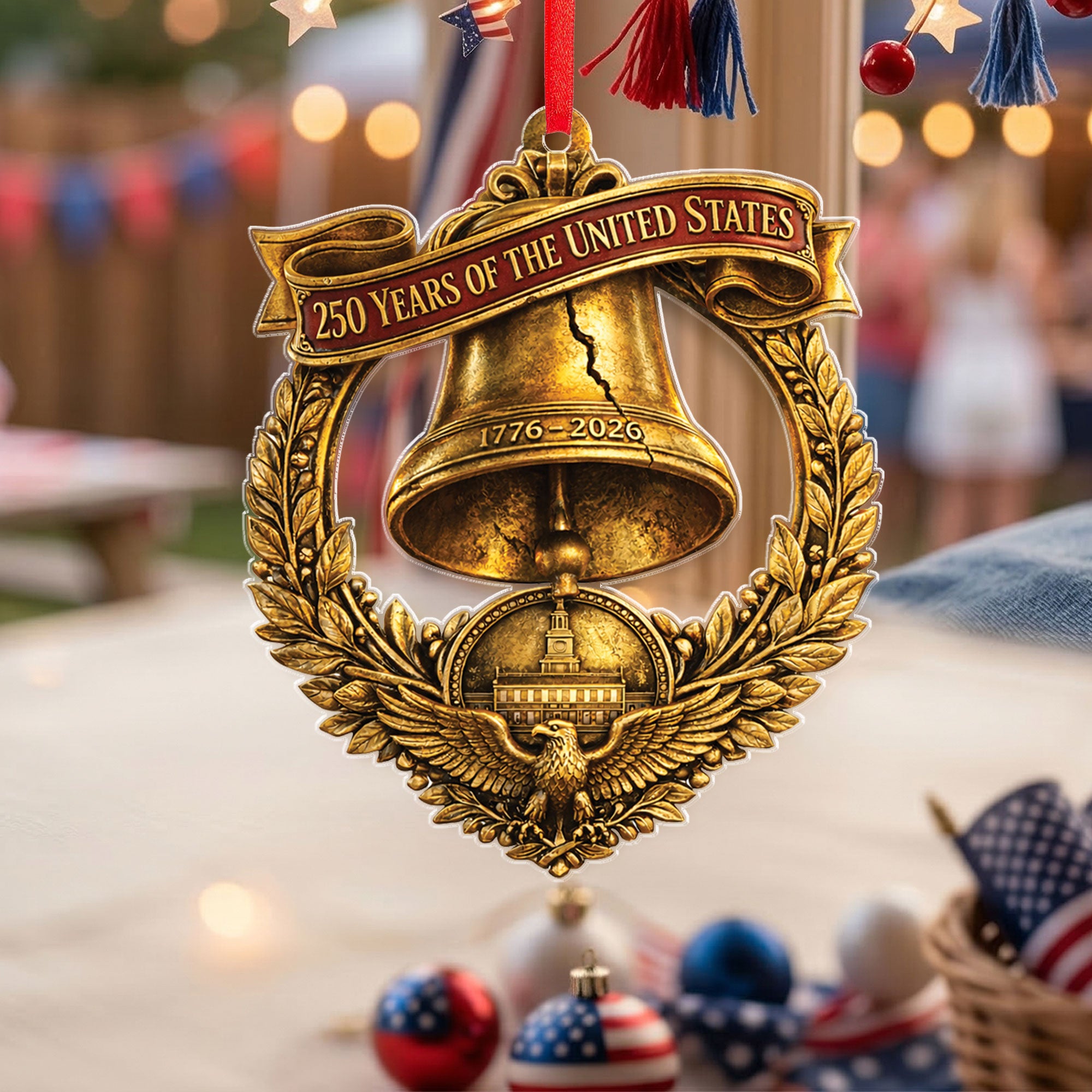 2026 U.S. 250th Anniversary Commemorative Acrylic Ornament – Liberty Bell & American Eagle