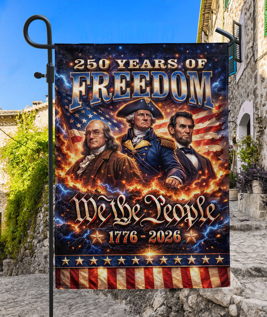 United States 250th Anniversary Garden Flag Founding Fathers Patriotic 1776-2026 Yard Decor 12x18inch