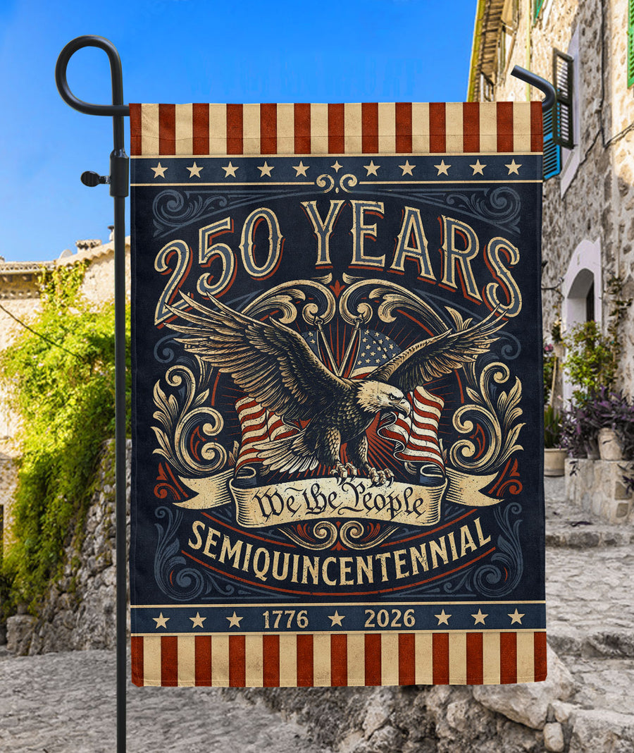 United States 250th Anniversary Garden Flag Patriotic Bald Eagle Vintage Yard Decor Banner 12x18inch
