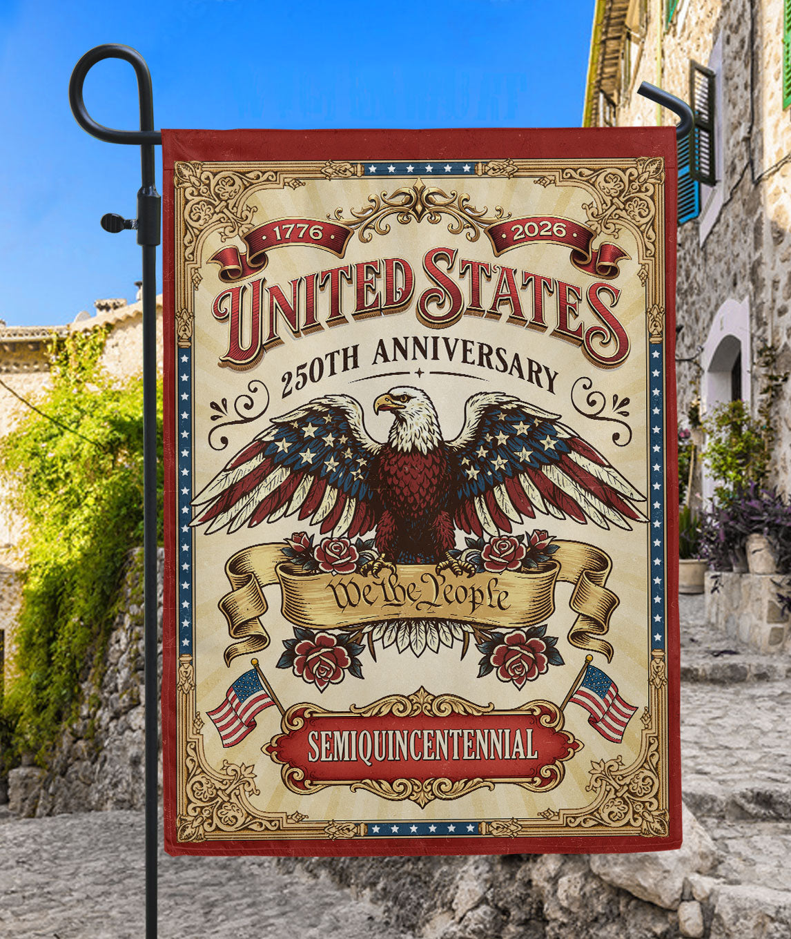 United States 250th Anniversary Garden Flag Vintage 1776-2026 We The People Yard Banner 12x18inch