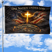 We The People Cross Flag 1776–2026, Christian Patriotic Garden Flag, 250 Years of Faith and Freedom Outdoor Décor 3x5ft