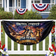 Custom Family Name United States 250 Years George Washington Patriot Eagle Fence Flag