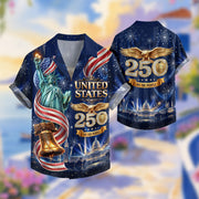 United States 250 Years Hawaiian Shirt Patriotic Eagle Liberty Bell Independence Day Gift