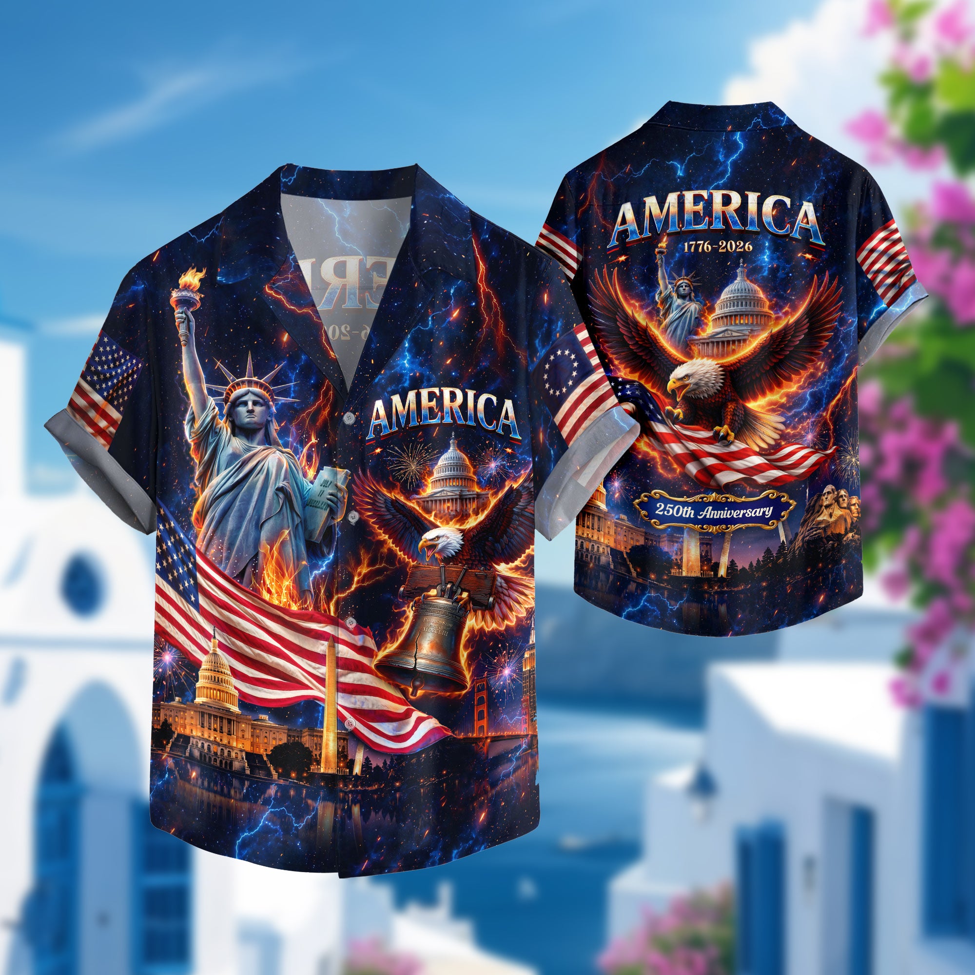 Hawaiian Shirt Patriotic 1776 2026 Eagle Liberty Bell 4th Of July Independence Day