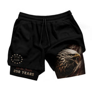 Gym Shorts Men Patriotic 1776 2026 We The People Freedom Eagle Compression Mesh