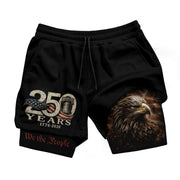 Gym Shorts Men Patriotic Liberty Bell Eagle 1776 2026 We The People Mesh Workout