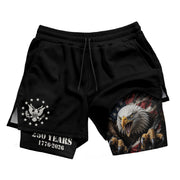 250 Years Eagle Gym Shorts 1776-2026 Patriotic American Flag Workout Shorts - Rust Field Wear