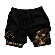 250 Years Patriotic Eagle Gym Shorts 1776-2026 American Independence Workout Shorts