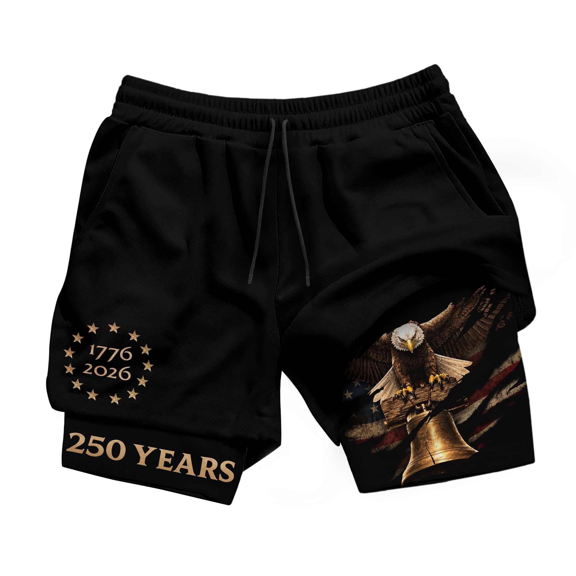 250 Years Patriotic Eagle Gym Shorts 1776-2026 American Independence Workout Shorts