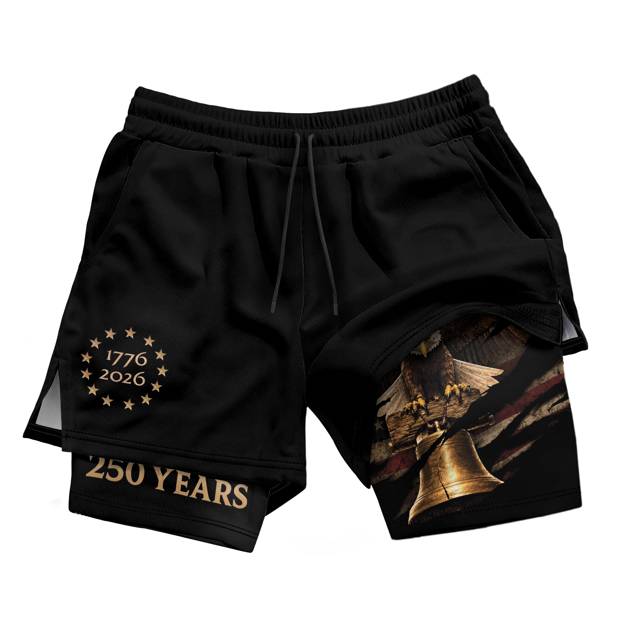 250 Years Patriotic Eagle Gym Shorts 1776-2026 American Independence Workout Shorts - Rust Field Wear