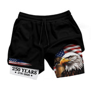 250 Years Eagle Gym Shorts 1776-2026 Patriotic American Flag Athletic Shorts
