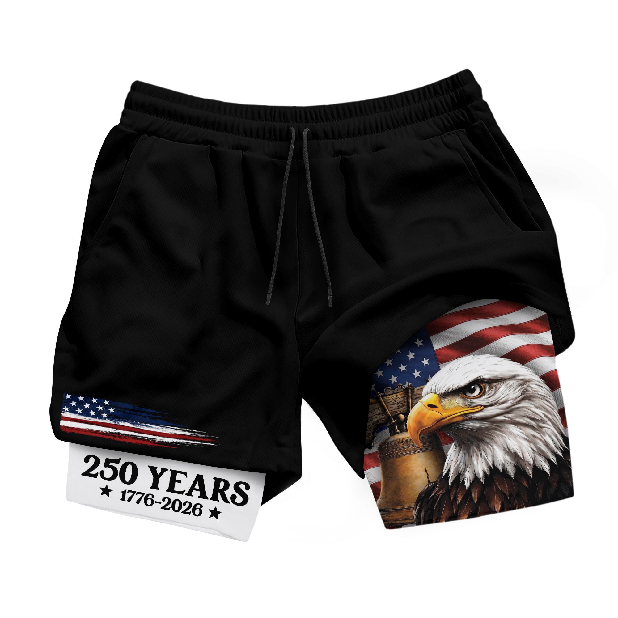 250 Years Eagle Gym Shorts 1776-2026 Patriotic American Flag Athletic Shorts