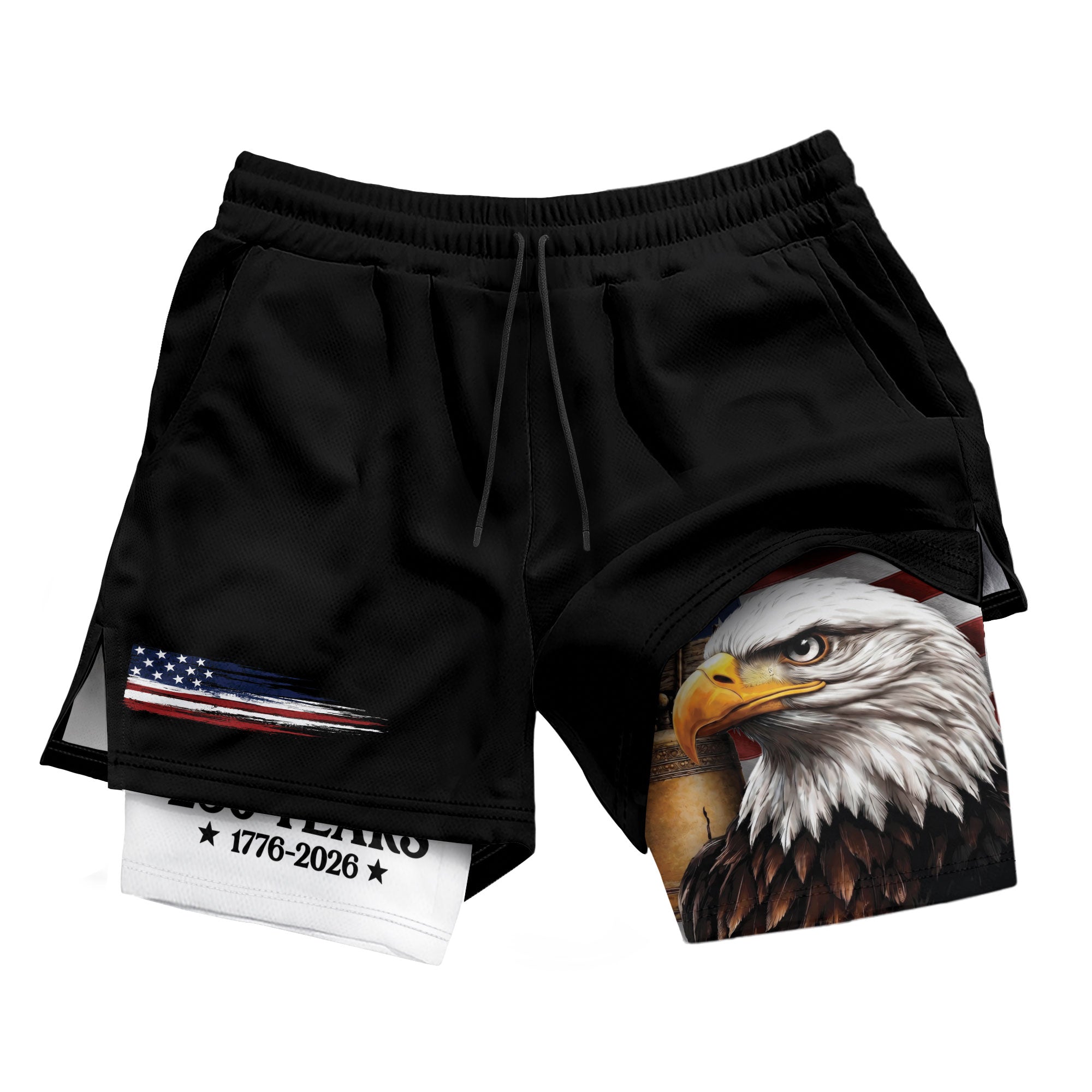 250 Years Eagle Gym Shorts 1776-2026 Patriotic American Flag Athletic Shorts - Rust Field Wear
