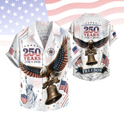 Hawaiian Shirt 4th of July Independence Day US Patriotic Eagle Graphic Button Down