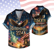 Hawaiian Shirt 250th Anniversary Patriotic US Flag Liberty Bell Gift For Men Women