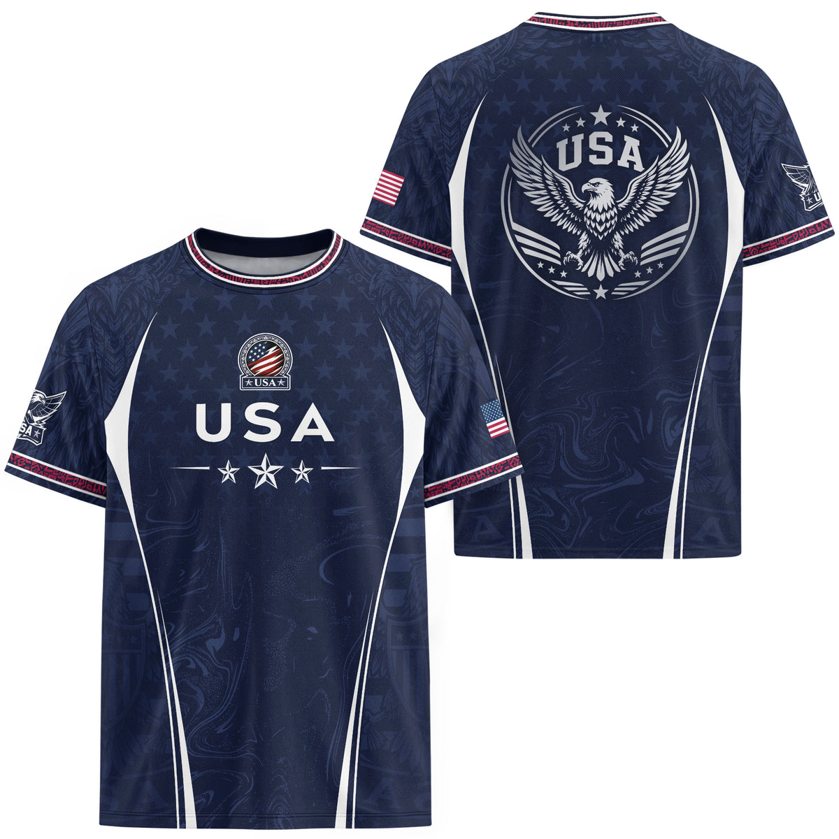 Navy Blue USA Soccer Jersey Patriotic Eagle Football Shirt American Pride Sports Fan Apparel for Men - Rust Field Wear
