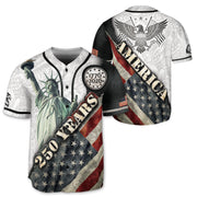 250 Years America Baseball Jersey Vintage Patriotic 1776 2026 American Pride - Rust Field Wear